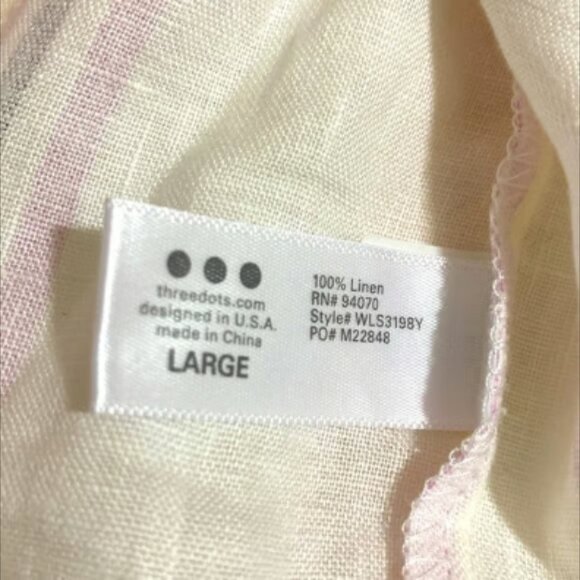 THREE DOTS Women's 100% Linen Striped Sleeveless Blouse Size L - Picture 4 of 5